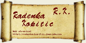 Radenka Kopitić vizit kartica